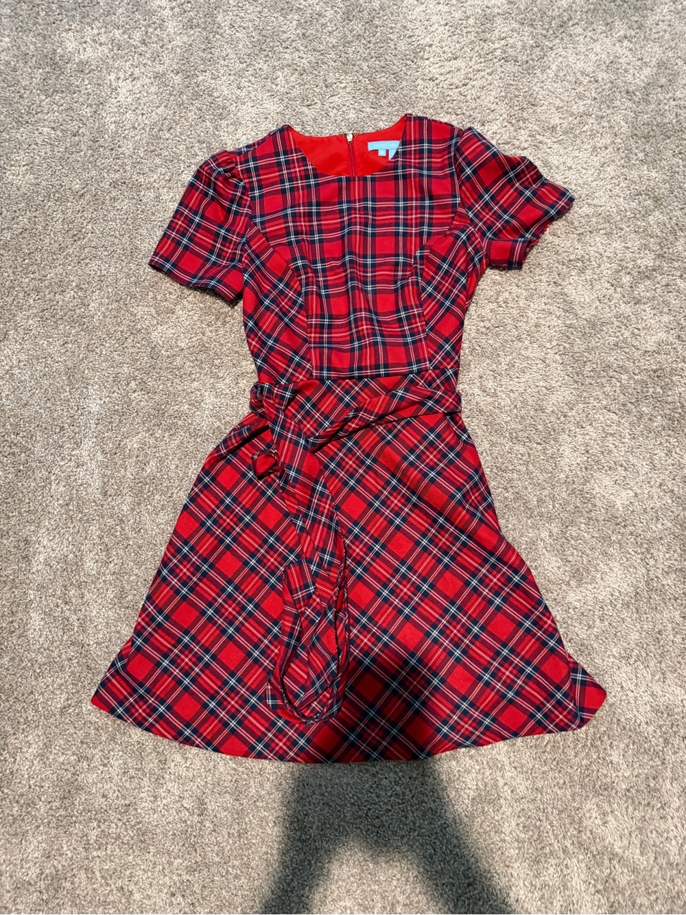Women’s  Red Plaid Tie-Waist Dress
